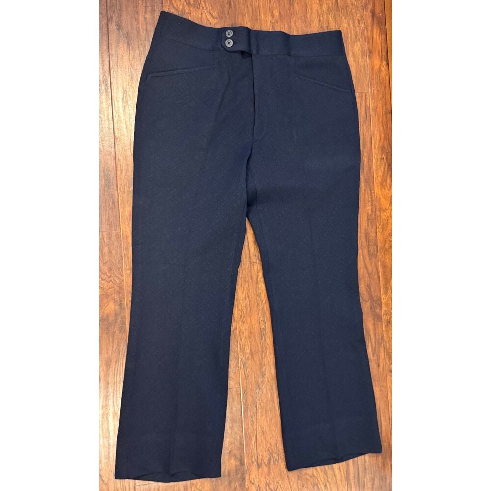 Vtg The Knack Mens Textured fabric slacks pants trousers Navy Blue 34x29 Disco
